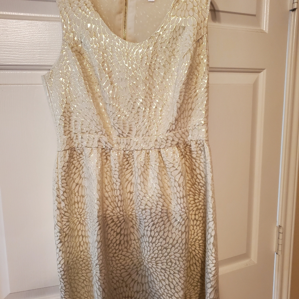 Charming Charlie Gold and Cream Dress